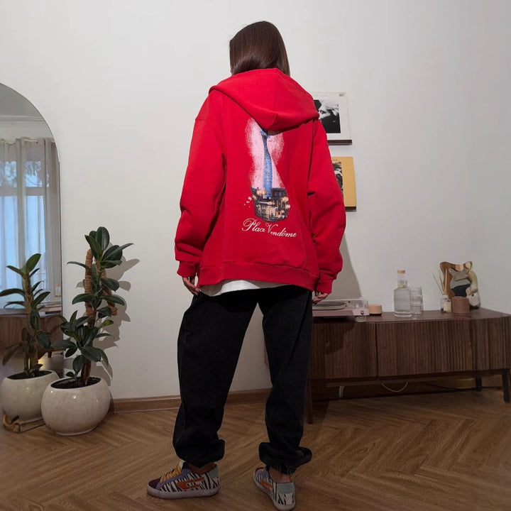 Damen Kapuzenpullover mit kreativem Grafikdesign und oversized Schnitt Drune
