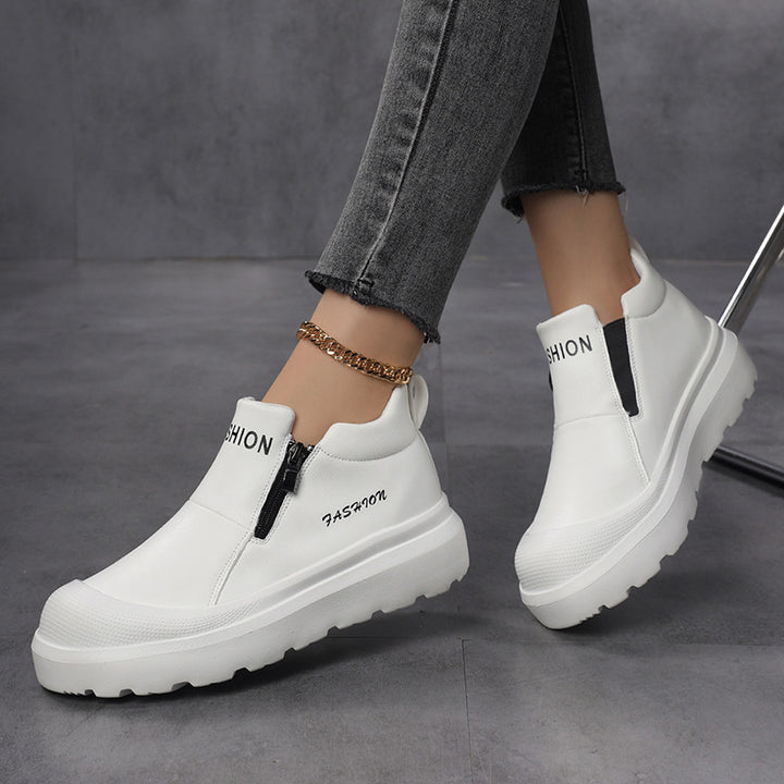 Damen nan Plateau-Sneaker mit seitlichem Reißverschluss, gepolstertem Komfortfußbett und profiliertem Laufprofil Drune