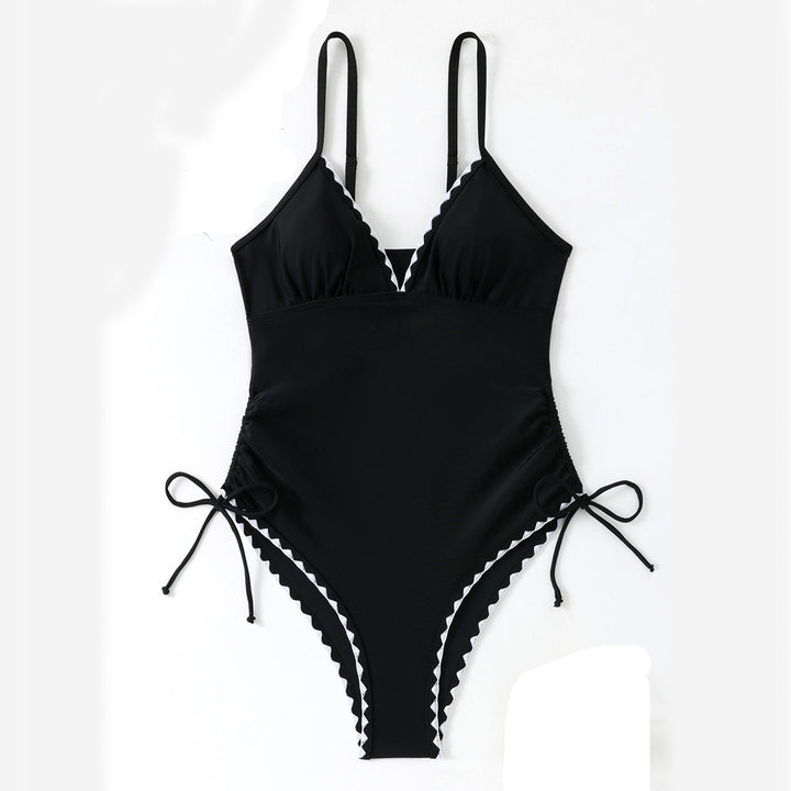 Damen Eleganter Einteiler Badeanzug mit raffinierter Rüschenverzierung Drune