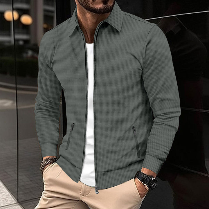 Herren modische Sweatjacke mit strukturierter Oberfläche und praktischen Reißverschlusstaschen Drune