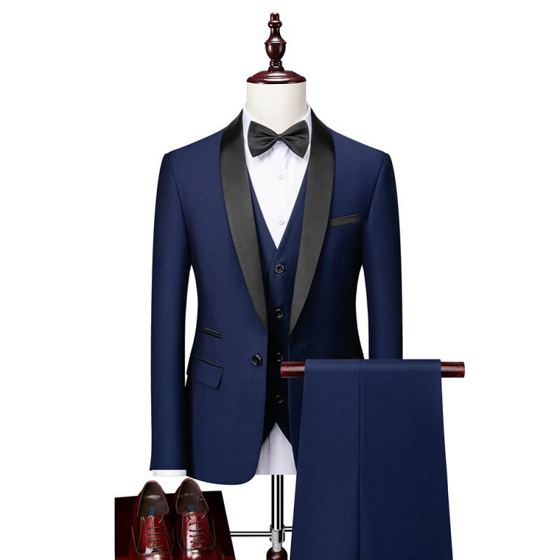 Herren nan dreiteiliges Smoking-Set mit Schalkragen, taillierter Weste und schlanker Passform Drune
