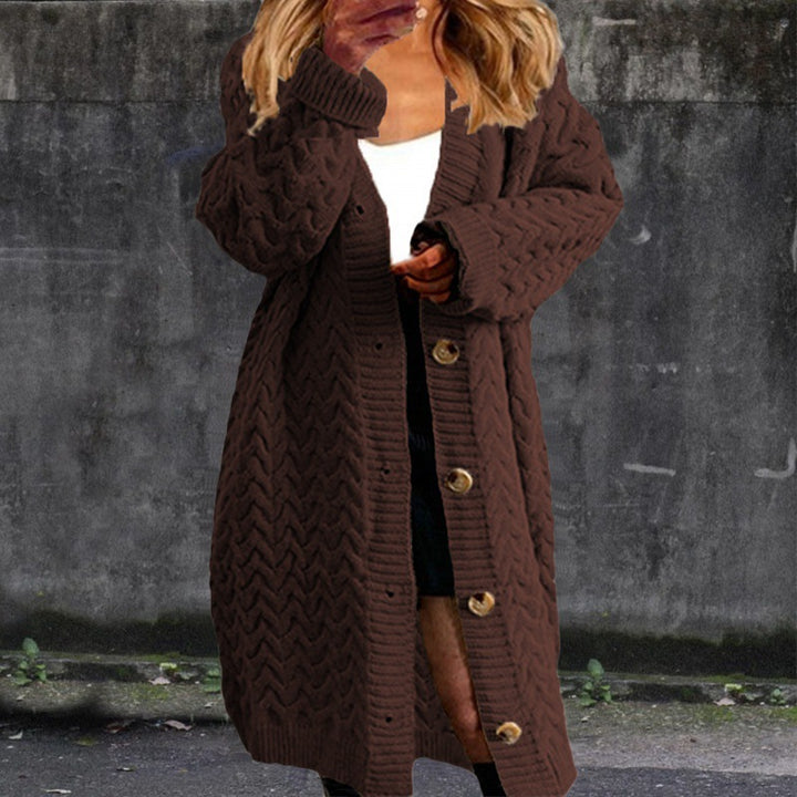 Damen Grobstrick Cardigan mit Knopfdetails und strukturiertem Muster Drune