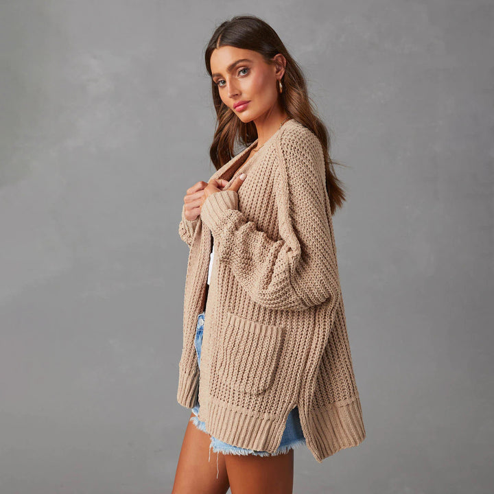 Damen Relaxed Strickjacke mit Taschen und offener Front Drune
