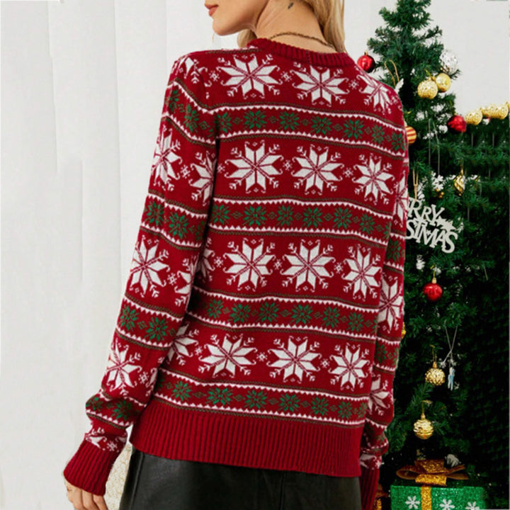 Damen Weihnachtspullover mit festlichem Schneeflocken-Design und weichem Strickmaterial Drune