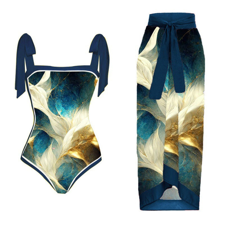 Damen Bikini-Set mit floralem Design und elegantem Überrock Drune
