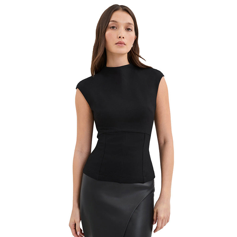 Damen Figurumspielendes Top mit elegantem High-Neck und schmalem Schnitt Drune