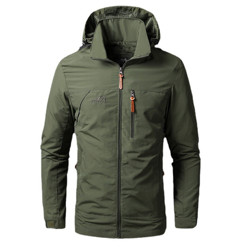 Herren nan leichte wasserabweisende Softshelljacke mit Kapuze und Sicherheitsreißverschluss Drune