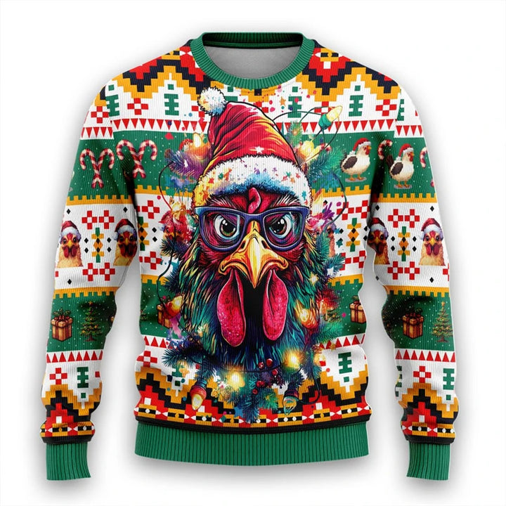Drune | Buntes Santa Claus Cartoon Druck - Schwarzer Feiertags-Icon Pullover