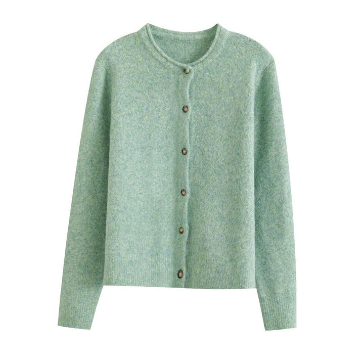 Damen kuschelige Strickjacke mit Knopfdetails Drune