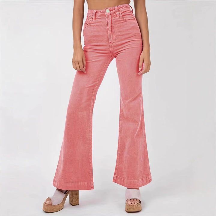 Damen weite High-Waist Flared Jeans Drune