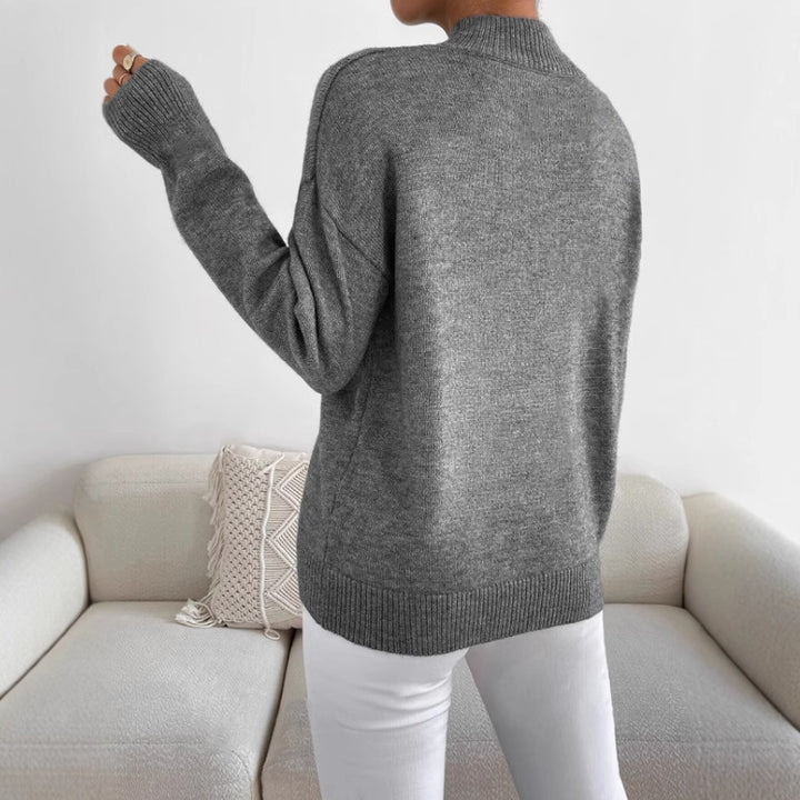 Damen Pullover mit hohem Kragen und weichem Material Drune