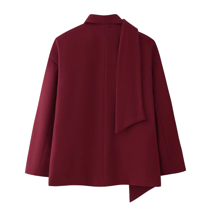 Damen elegante Blazerjacke mit abnehmbarem Schal Drune
