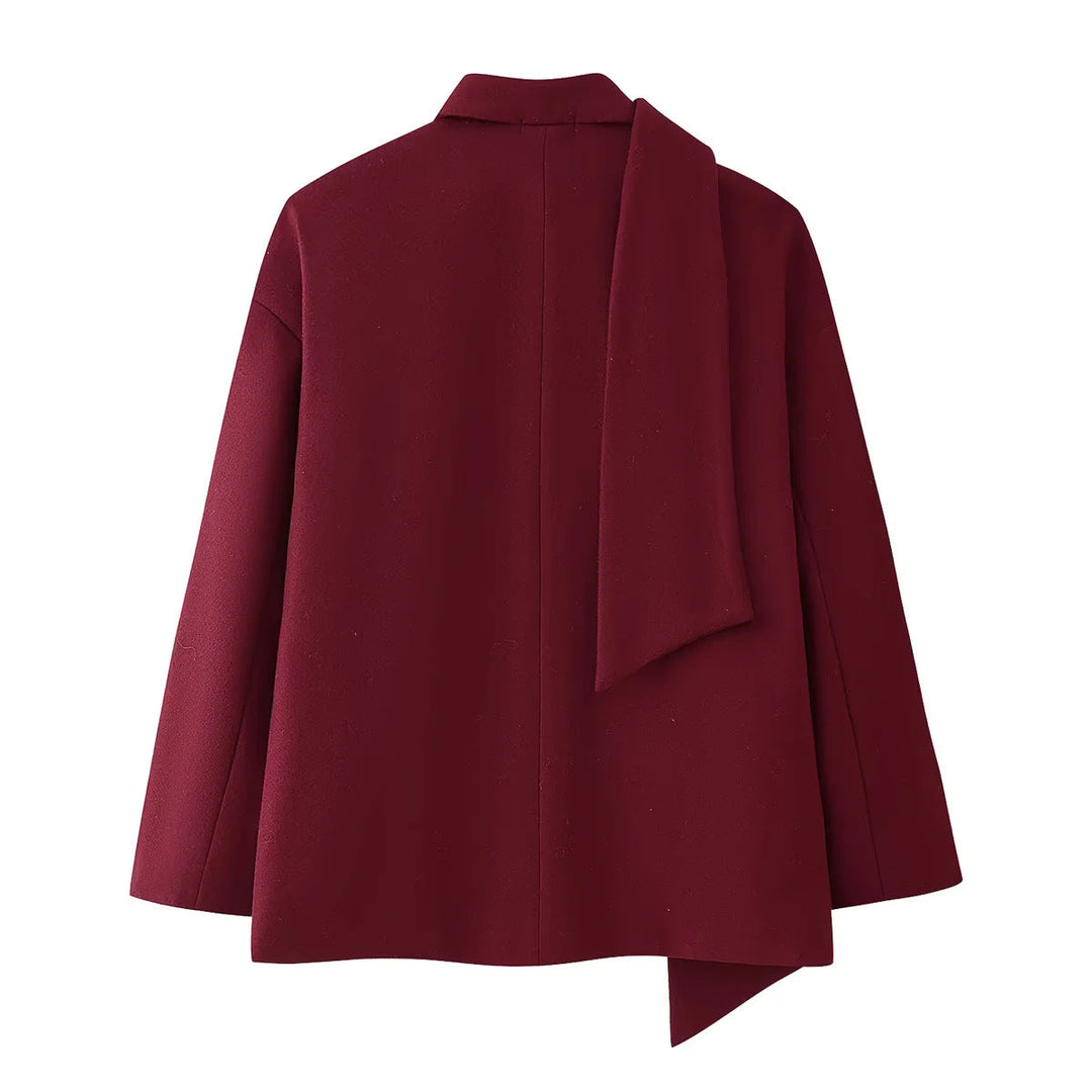 Drune | Damen Eleganter Blazer Mantel mit Abnehmbarem Schal