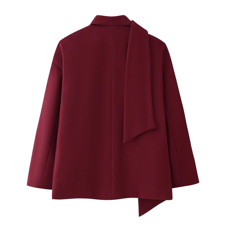Drune | Damen Eleganter Blazer Mantel mit Abnehmbarem Schal