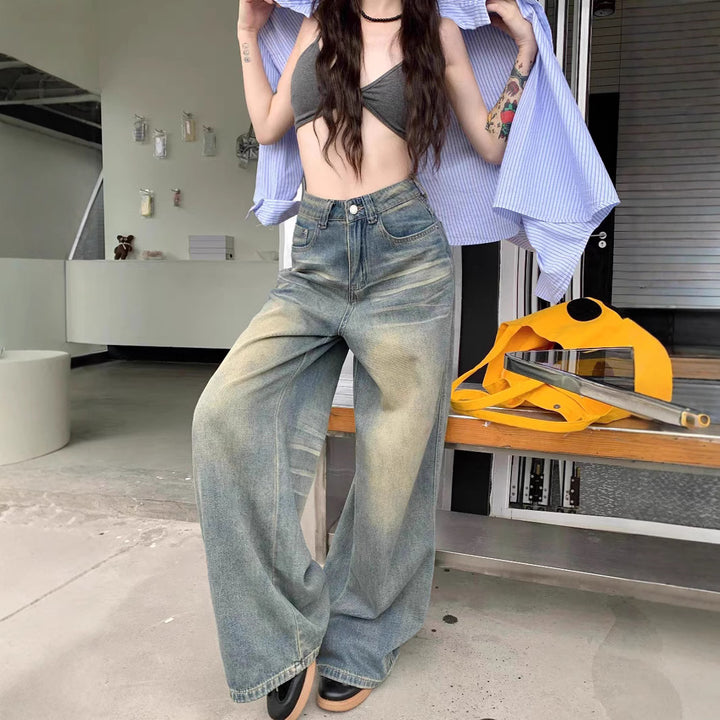 Damen Weit geschnittene Jeans mit Vintage-Effekten Drune