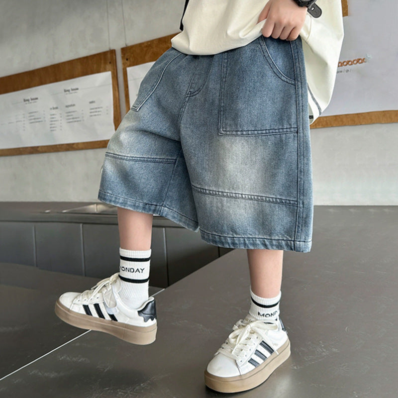 Jungen lässige Cargo-Shorts aus strapazierfähigem Denim Drune