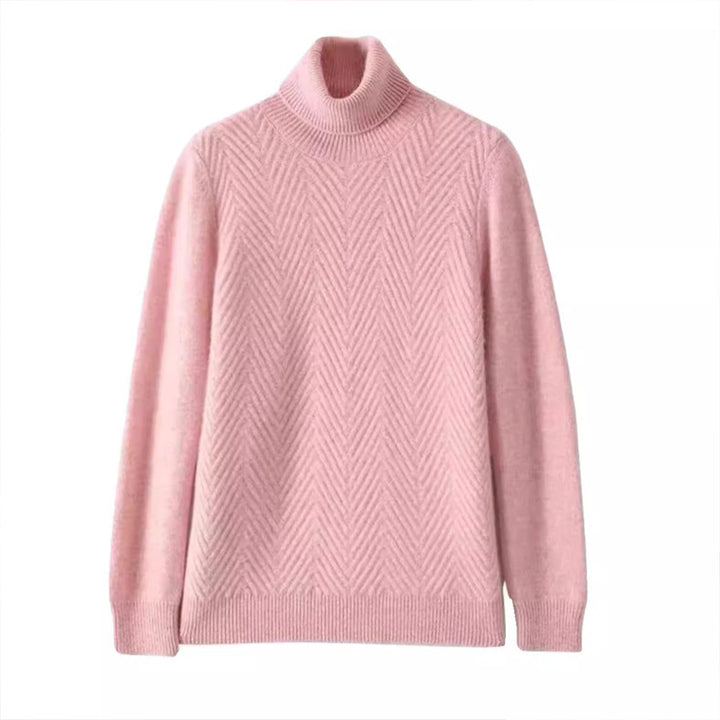 Damen eleganter Strickpullover mit Stehkragen und feiner Rippstruktur Drune