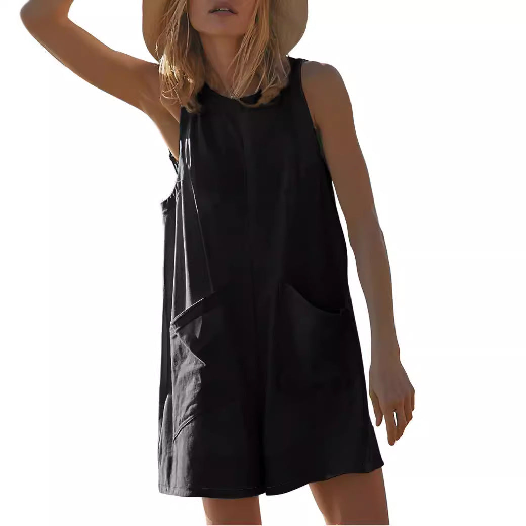 Damen lässiges Sommerkleid mit praktischen Taschen Drune