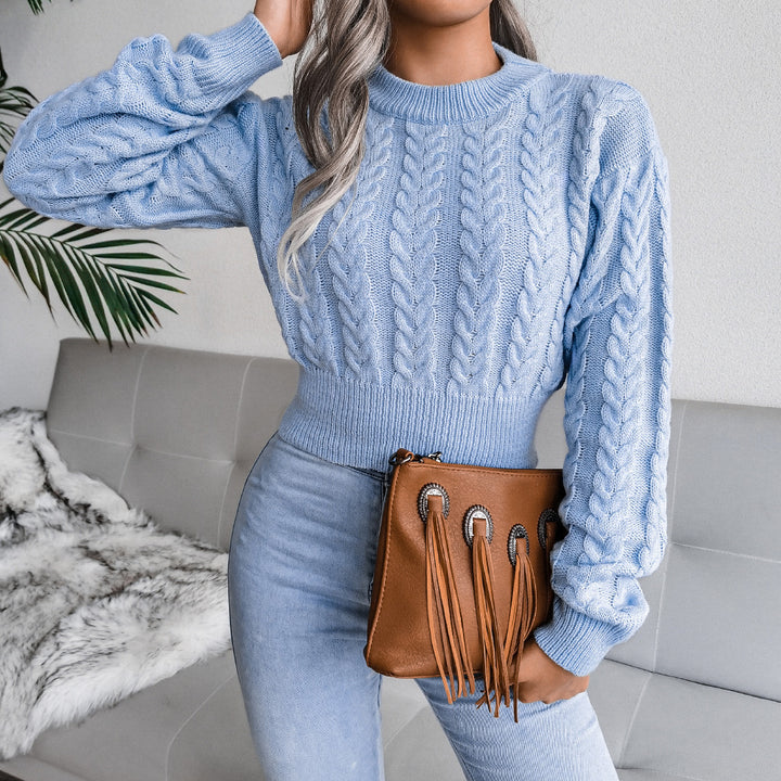 Damen Grobstrickpullover mit modernem Zopfdesign und Bündchen Drune