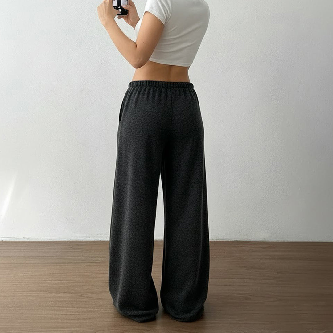 Damen Weite Freizeithose mit elastischem Bund und Kordelzug Drune