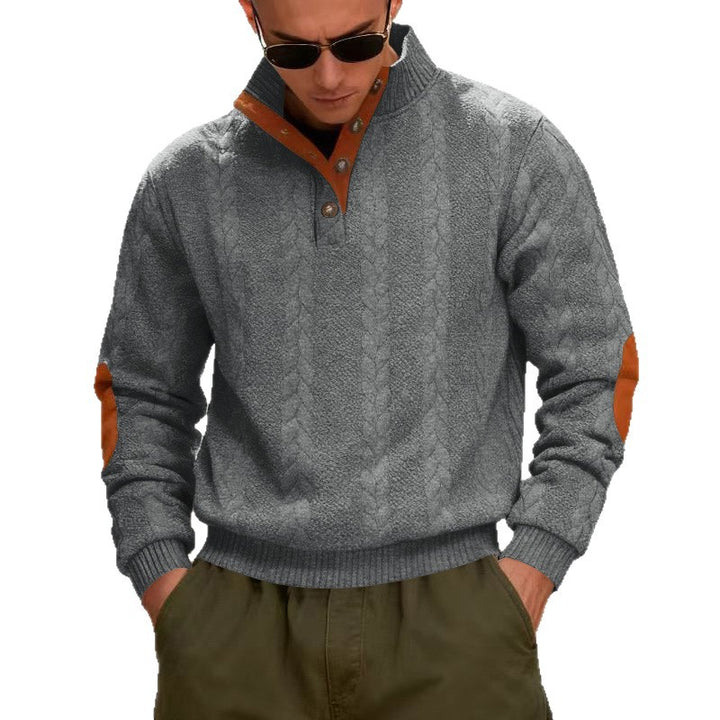 Herren gestrickter Pullover mit Kontrastdetails und modernem Knopfverschluss Drune