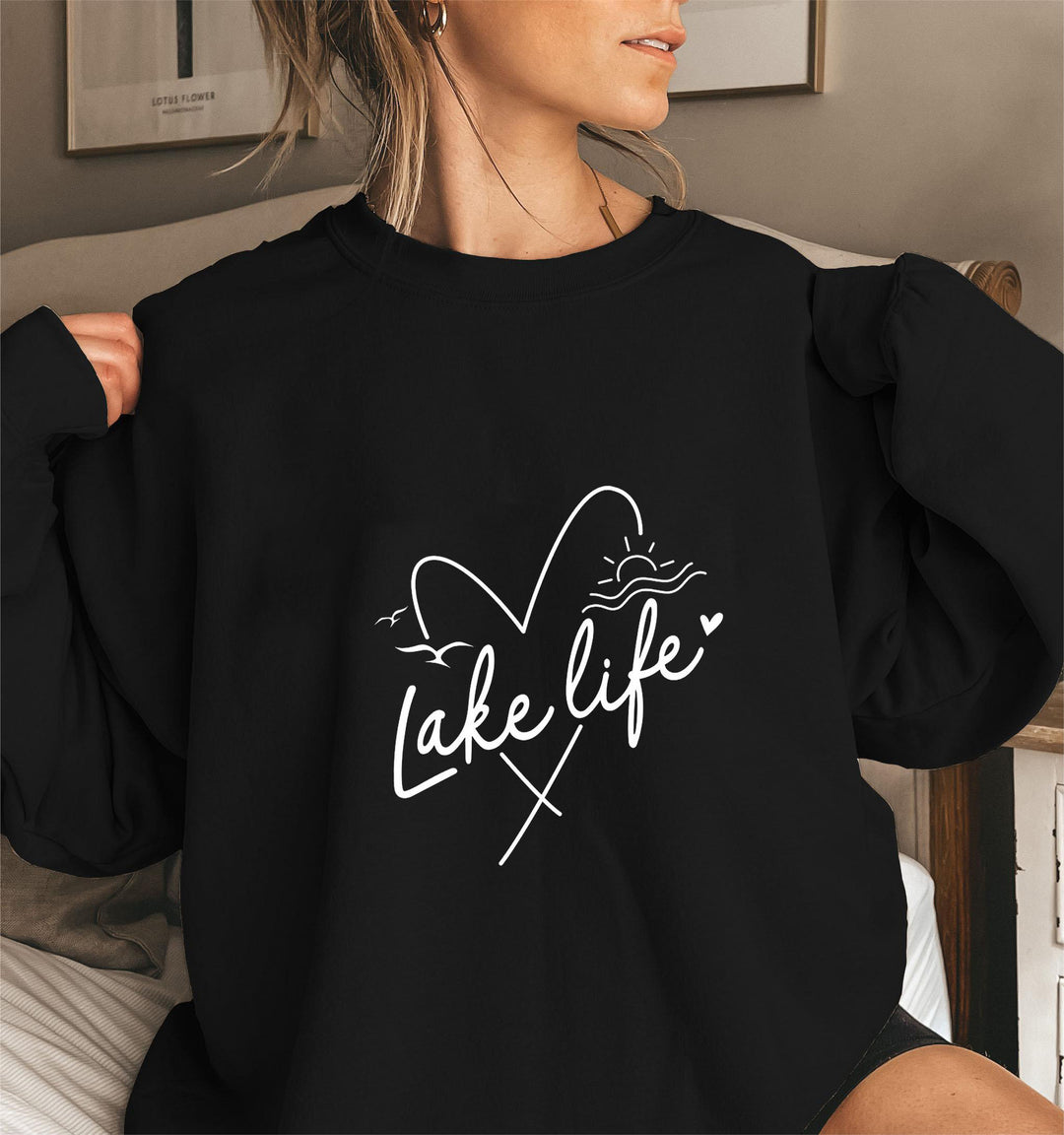 Damen Sweatshirt mit verkürzten Ärmeln und Herzmotiv Drune