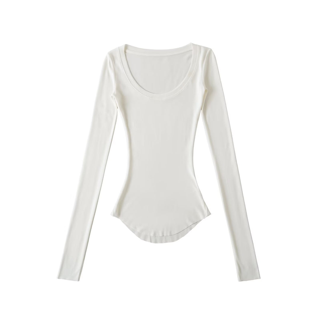Damen Langarmshirt mit elegantem Rundhalsausschnitt und figurbetonendem Schnitt Drune