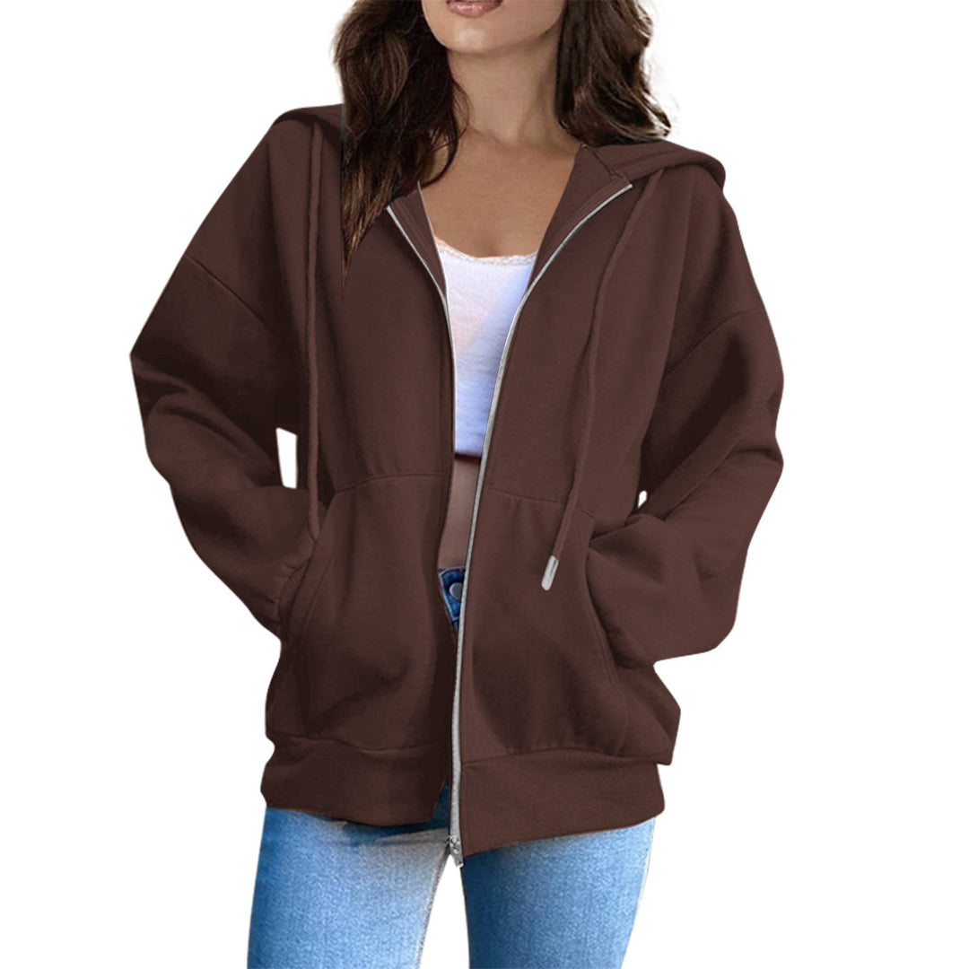 Damen Oversized Kapuzenjacke mit durchgehendem Reißverschluss und praktischen Taschen Drune
