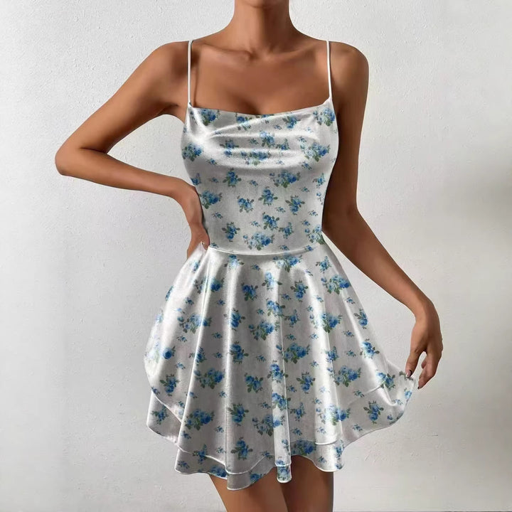 Damen Charmantes Minikleid mit Schichten und Spaghettiträgern Drune