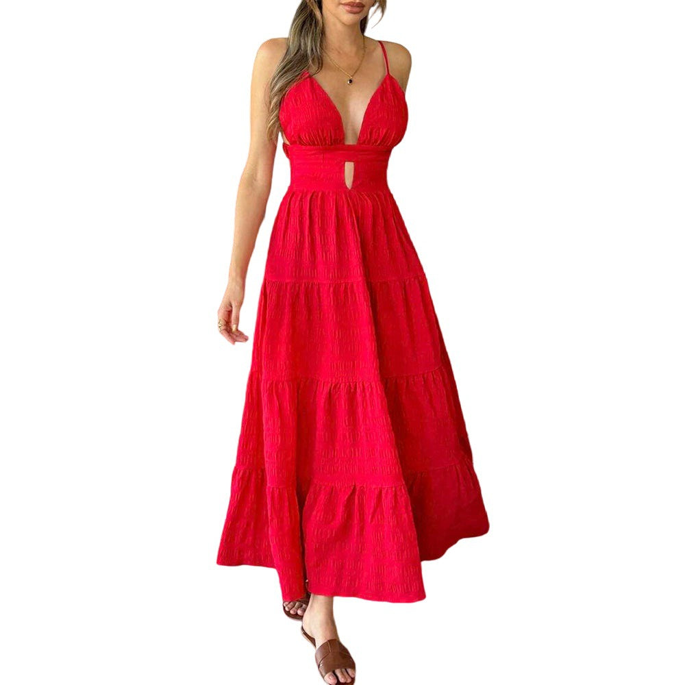 Damen Maxi-Kleid mit verführerischen Cut-Out-Details und fließendem Schnitt Drune
