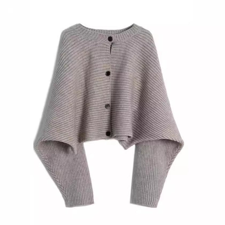 Damen modischer Strickoverwurf mit Knopfdetail und strukturiertem Design Drune