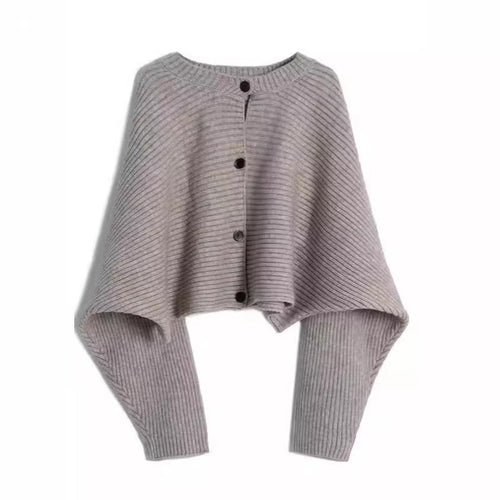 Damen modischer Strickoverwurf mit Knopfdetail und strukturiertem Design Drune