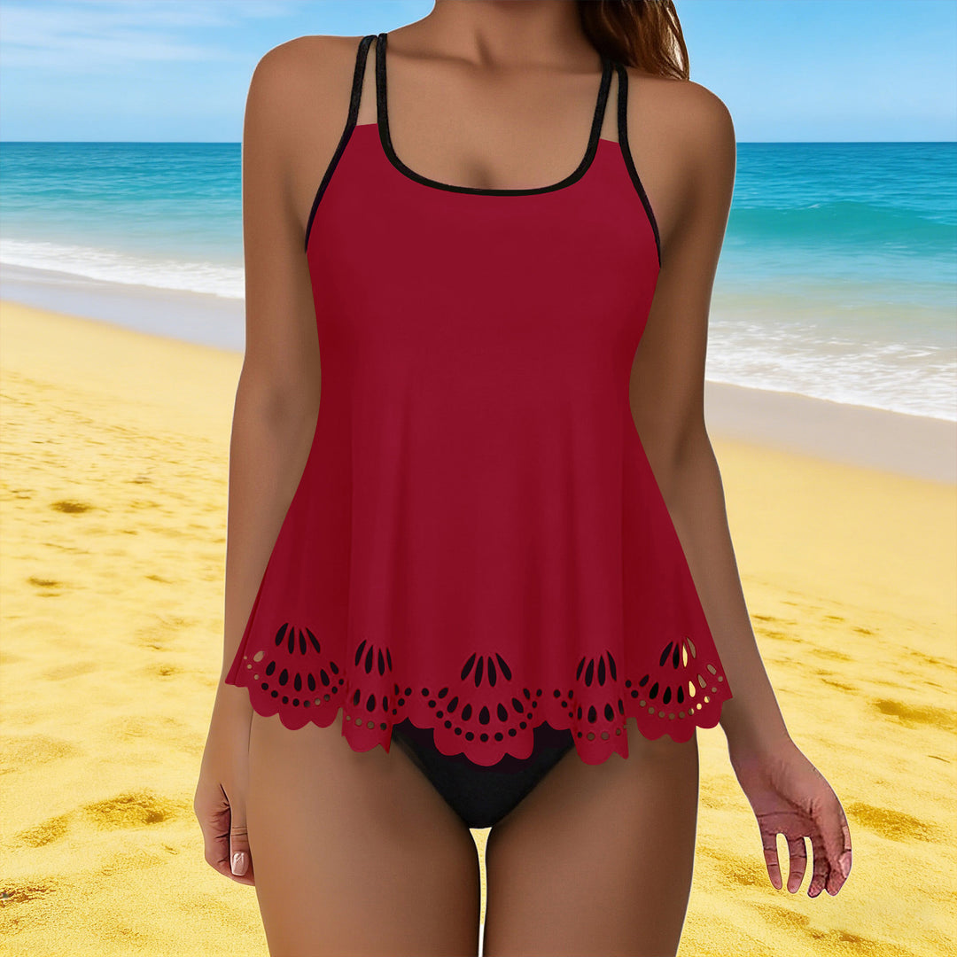 Damen Sportliches Strandset mit luftiger Bluse und hoher Taille Drune