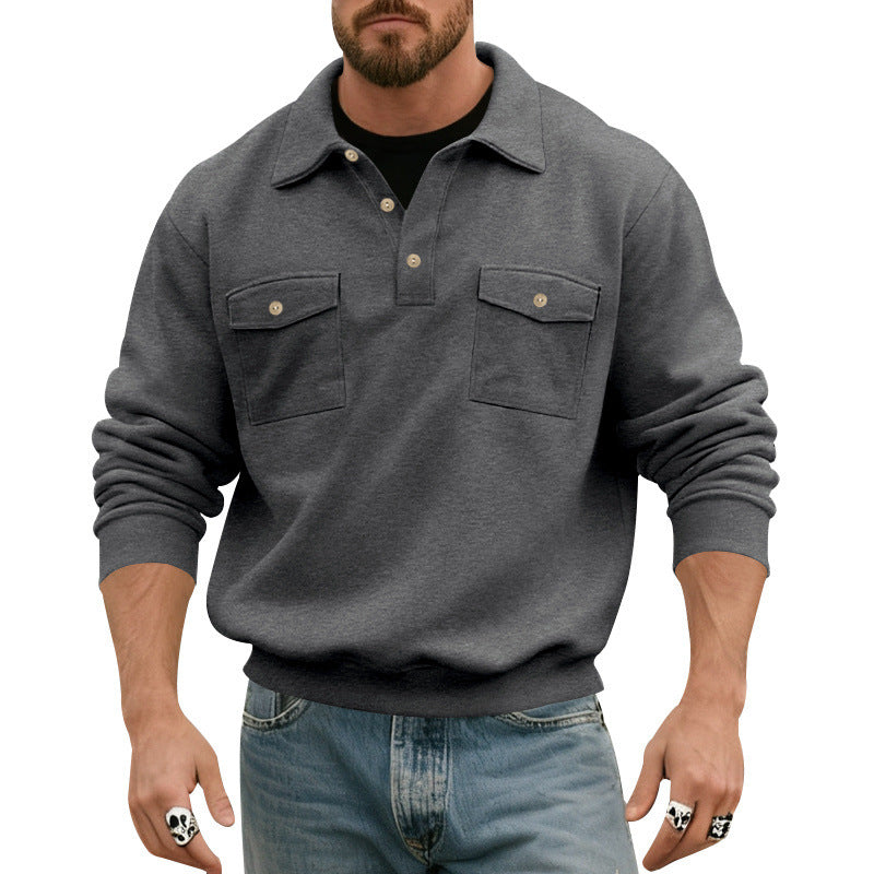 Herren lässiger Pullover mit praktischen Pattentaschen Drune