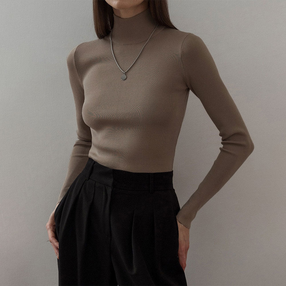 Damen Hochwertiger Rollkragenpullover aus weichem Material Drune