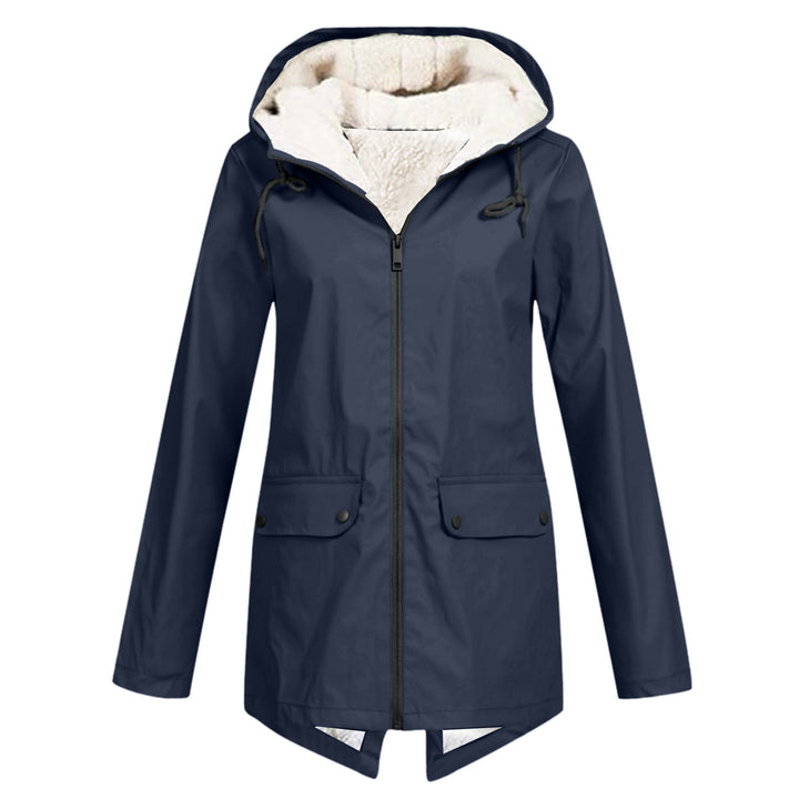 Damen wetterfeste und gefütterte Regenjacke mit verstellbarem Kapuzenkragen Drune
