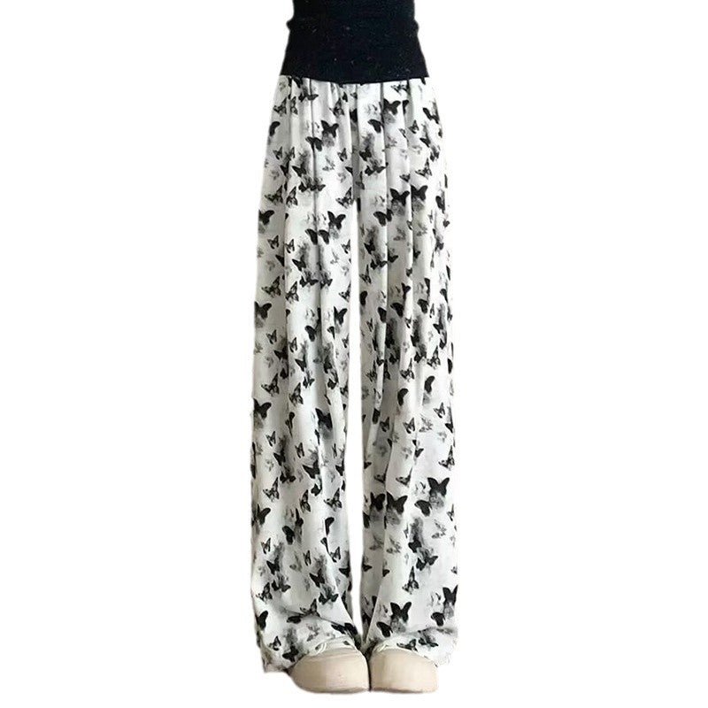 Damen Bequeme Sommerhose mit Schmetterlingsmuster Drune