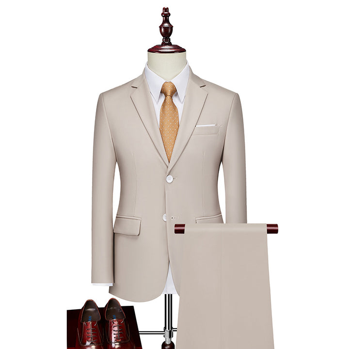 Herren nan Slim-Fit Einreiher-Anzugset mit Ein-Knopf-Sakko, schmaler Anzughose mit Bügelfalte und elastischem Stretchgewebe Drune