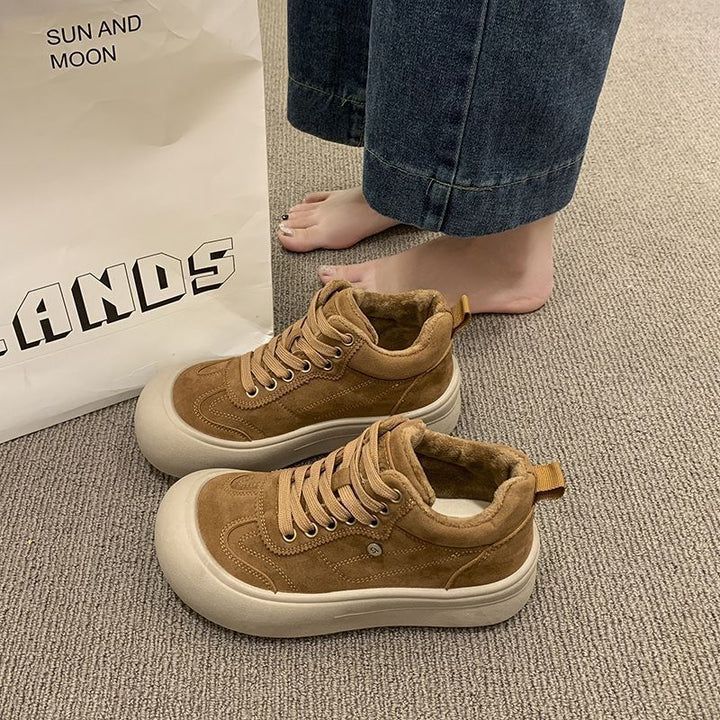 Damen Chunky Sneakers mit weichem Veloursleder und dämpfender Sohle Drune
