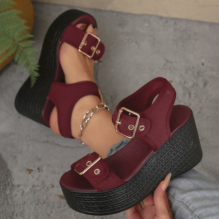 Damen Wedge-Sandalen mit verstellbaren Schnallen und rutschfester Sohle Drune