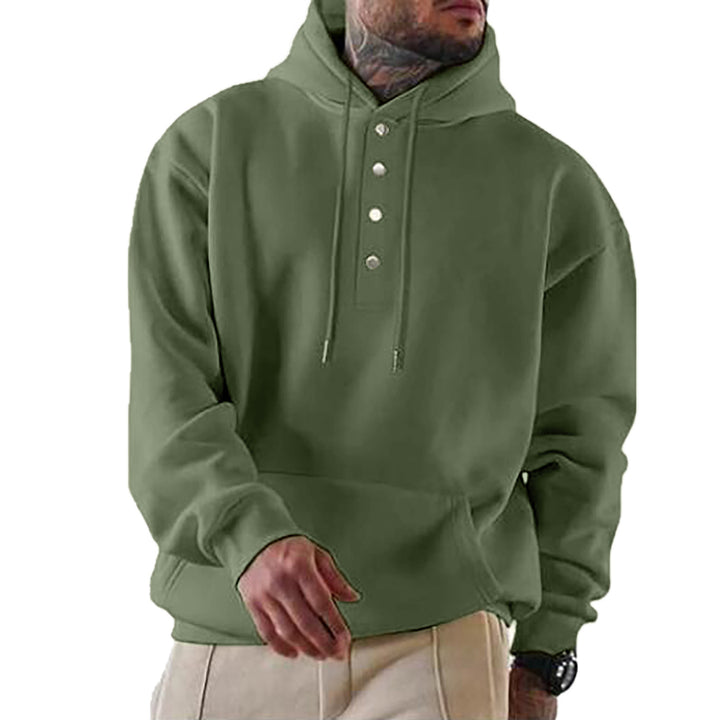 Herren Kapuzenpullover mit Knopfleiste und XXL-Passform Drune