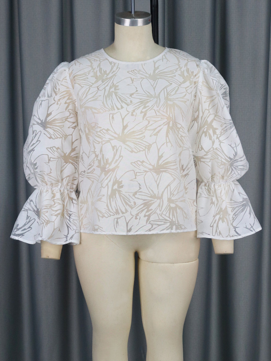 Damen Elegante Bluse mit voluminösen Ärmeln und floralem Muster Drune