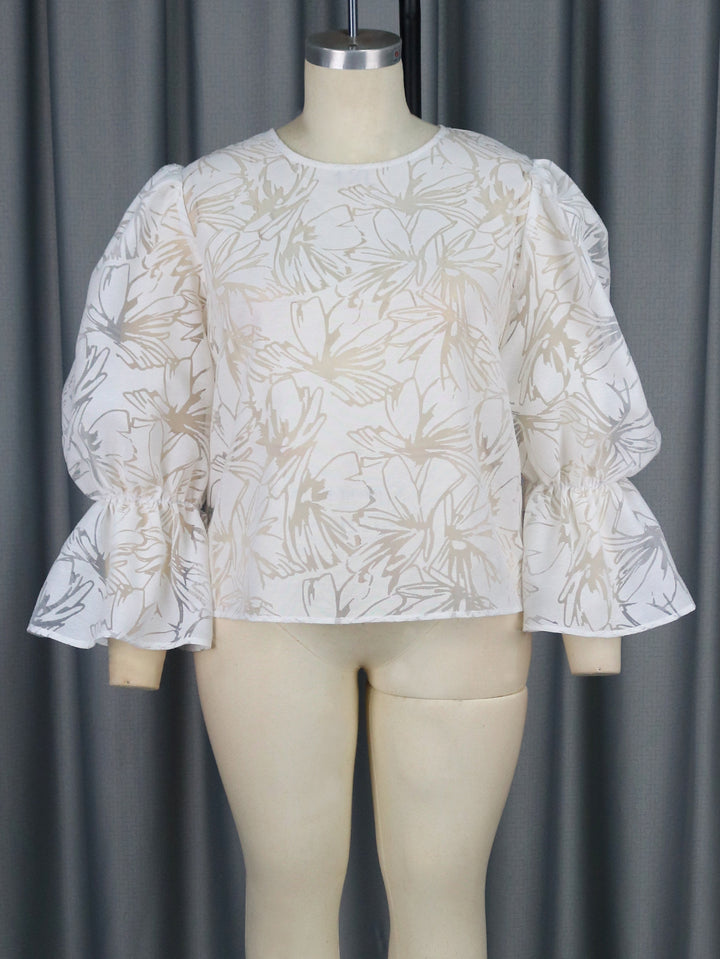 Damen Elegante Bluse mit voluminösen Ärmeln und floralem Muster Drune