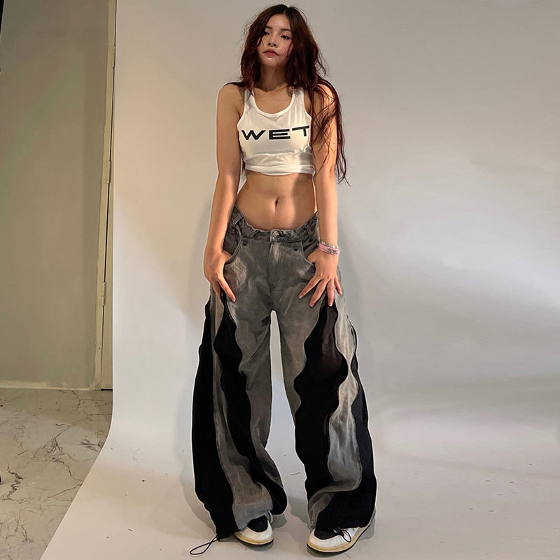 Damen sportliches Crop-Top mit modernem Print und schmalen Trägern Drune