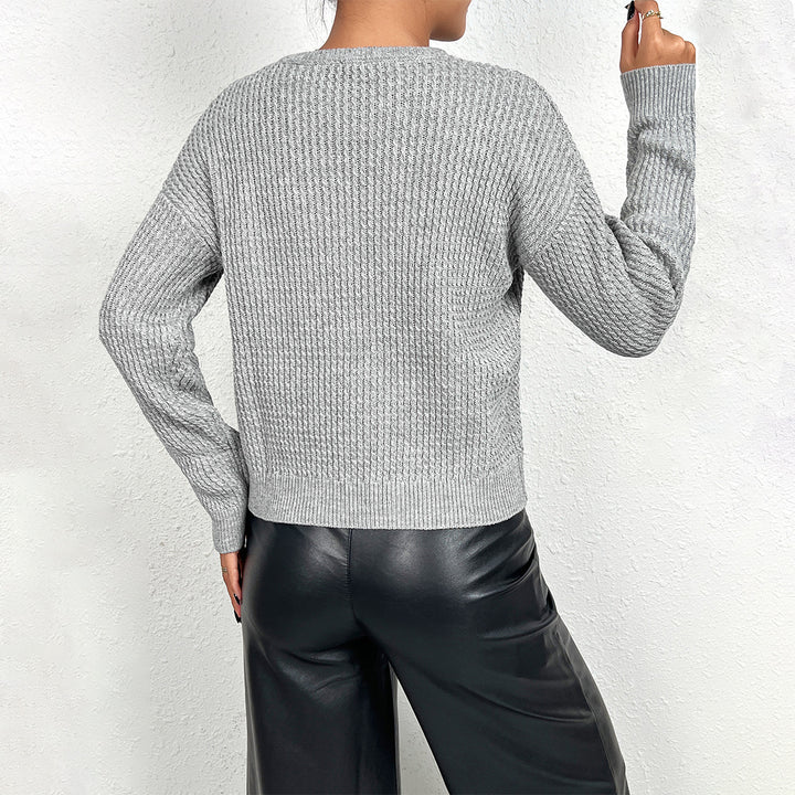 Damen Strickoberteil mit Henley-Ausschnitt und strukturiertem Muster Drune