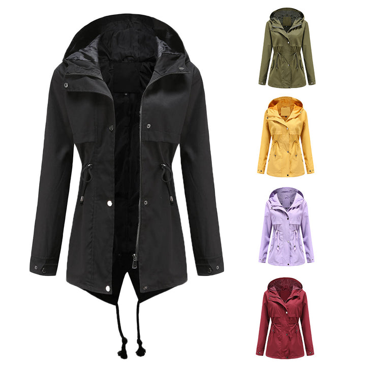 Damen nan wasserabweisender Parka mit taillenkordel und asymmetrischem Saum Drune