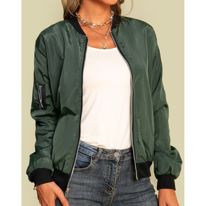 Damen stylische Bomberjacke mit praktischem Reißverschluss und seitlichen Taschen Drune