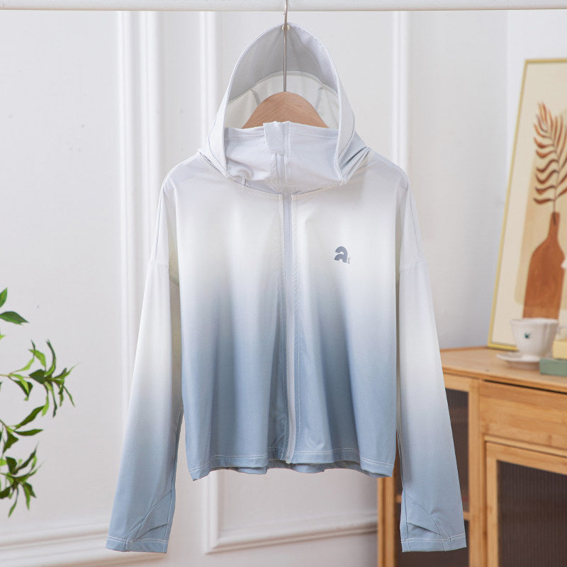 Damen nan leichte Kapuzenjacke mit UV-Schutz, schnell trocknender Sportjacke mit Reißverschluss Drune