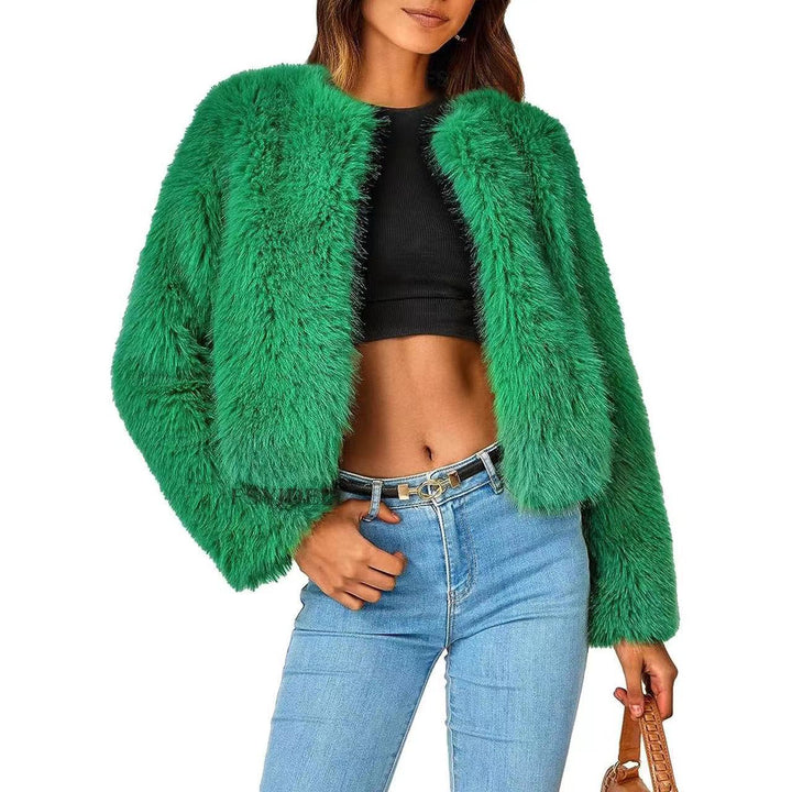Damen Fleecejacke mit luxuriösem Fell-Design und voluminösen Ärmeln Drune