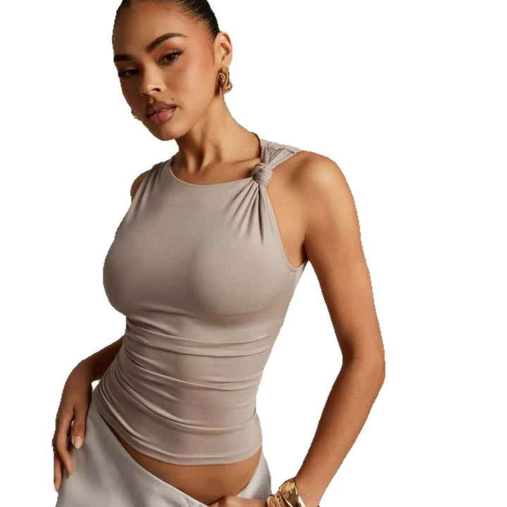 Damen Elegantes Oberteil mit Knoten-Detail und figurbetontem Schnitt Drune